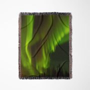 Usa, Alaska, Fairbanks. Northern Lights Patterns., Woven Blanket
