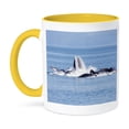 thumbnail image 1 of 3dRose, USA, Alaska, Freshwater Bay. Humpback whales bubble net feeding., 15oz Two-Tone Yellow Mug, 1 of 7