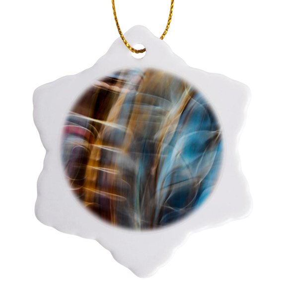 3drose, Usa, Alaska, Juneau. Blur of Clothing Worn by Native Americas., 3 inch Snowflake Porcelain Ornament
