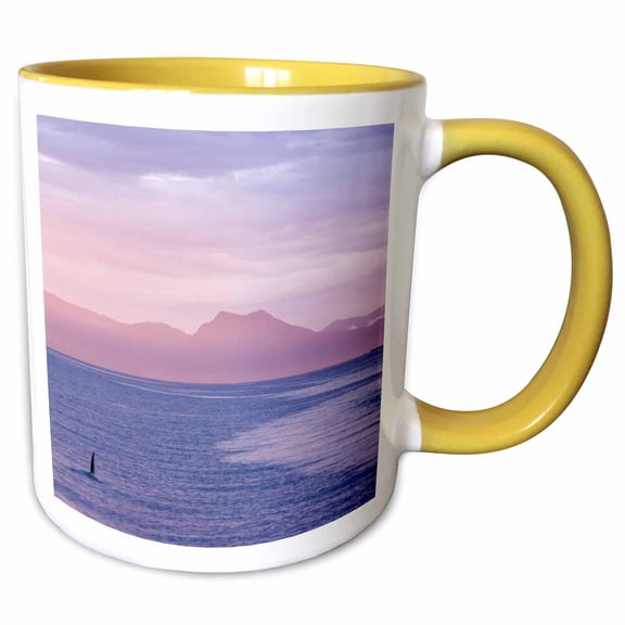 3drose, Usa, Alaska, Ketchikan. Orca Whales at Sunset - Us02 Bja0229 - Jaynes Gallery, 11oz Two-tone Yellow Mug