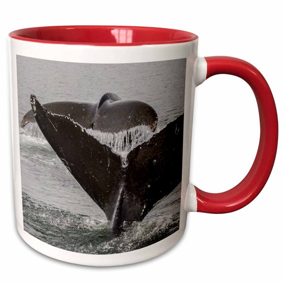 3drose, Usa, Alaska, Tongass National Forest. Humpback Whales Diving., 11oz Two-tone Red Mug