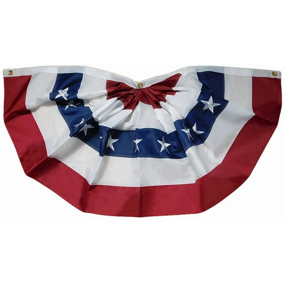 Usa America 2X4 2'X4' Premium 200D Nylon Embroidered Pleated Fan Bunting Flag