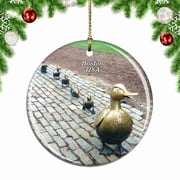 Usa America Boston Public Garden Duck Pa Christmas Ornament City Travel Souvenir 2D FLAT Ceramic Ornament