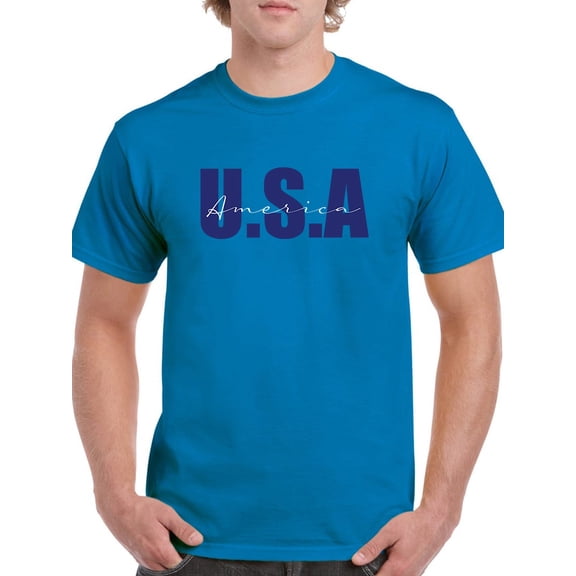 Usa America Navy Blue Banner T-Shirt Men -Image by Shutterstock, Male Medium