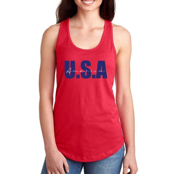 Usa America Navy Blue Racerback Tank Women -Image by Shutterstock, Female Medium
