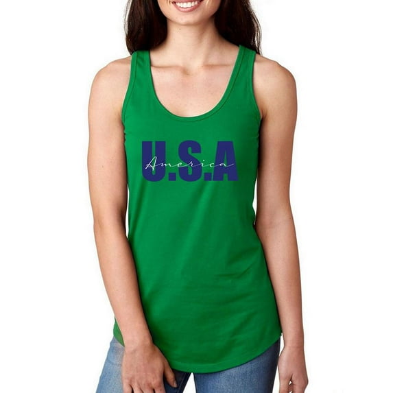Usa America Navy Blue Racerback Tank Women -Image by Shutterstock, Female x-Small