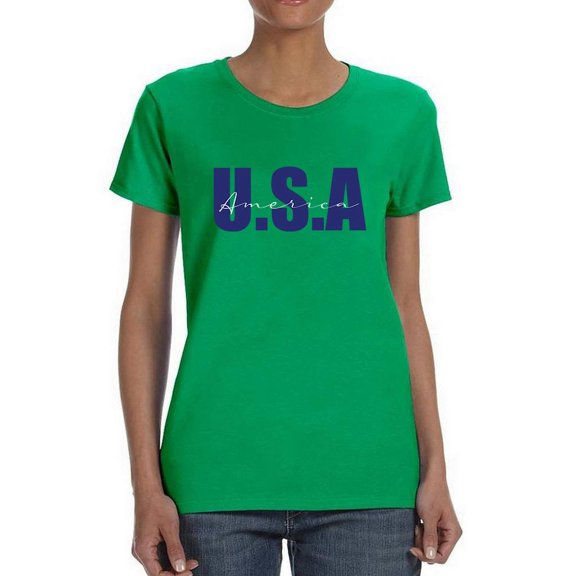 Usa America Navy Blue T-Shirt Women -Image by Shutterstock, Female Small