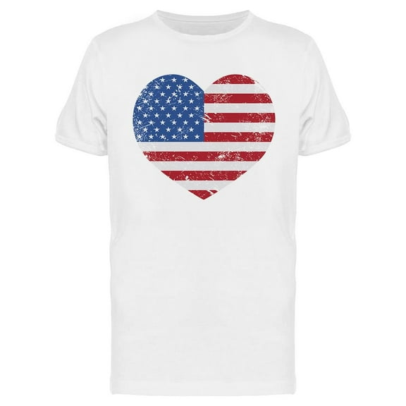 Usa America Retro Heart Flag T-Shirt Men -Image by Shutterstock, Male Medium
