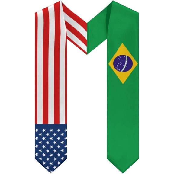 Usa American America And Brazil Brazilian Graduation Sash Class Of 2024 2025 Graduation Stole 72 Inch Length Double Sided V Shape Graduation Scarf Graduation Congratulation Gifts