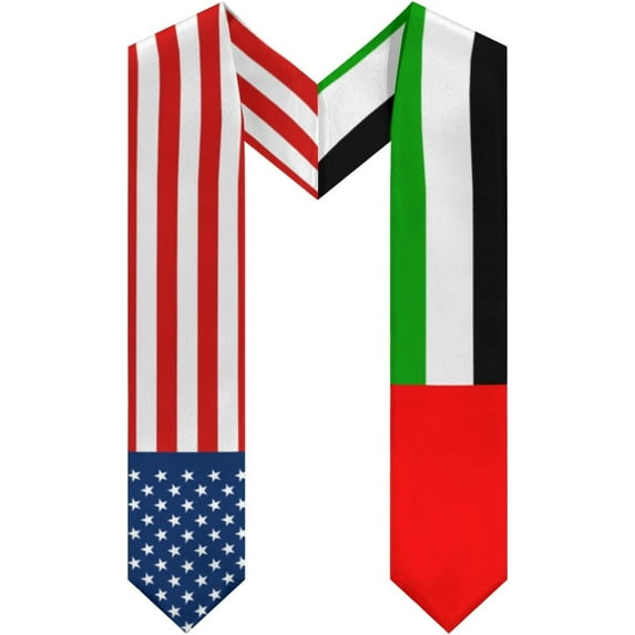 Usa American America And United Arab Emirates Graduation Sash Class Of 2024 2025 Graduation Stole 72 Inch Length Double Sided V Shape Graduation Scarf Graduation Congratulation Gifts