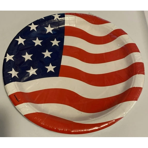 Usa American Flag 9” Paper Plates 8Ct Pack Party Americana 4Th Of July Patriotic
