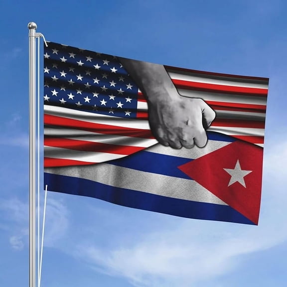 Usa American Flag And Cuba Cuban Flag Flag 4x6 Ft Double-Sided Printing Thickened Three-Ply Fabric Outdoor Flags Banner Decorations