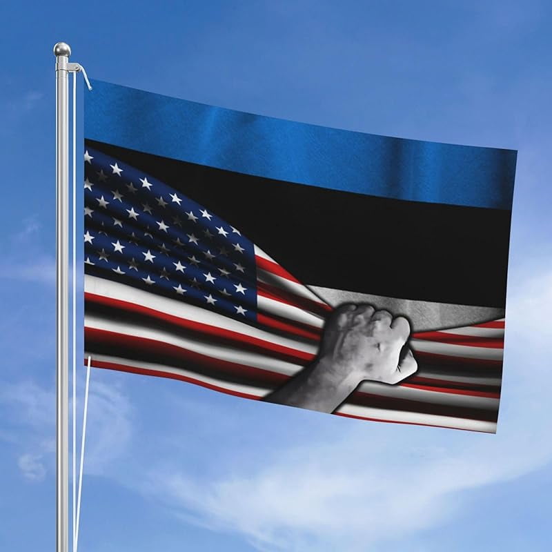 Usa American Flag And Estonia Estonians Flag Flag 4x6 Ft Double-Sided Printing Thickened Three-Ply Fabric Outdoor Flags Banner Decorations