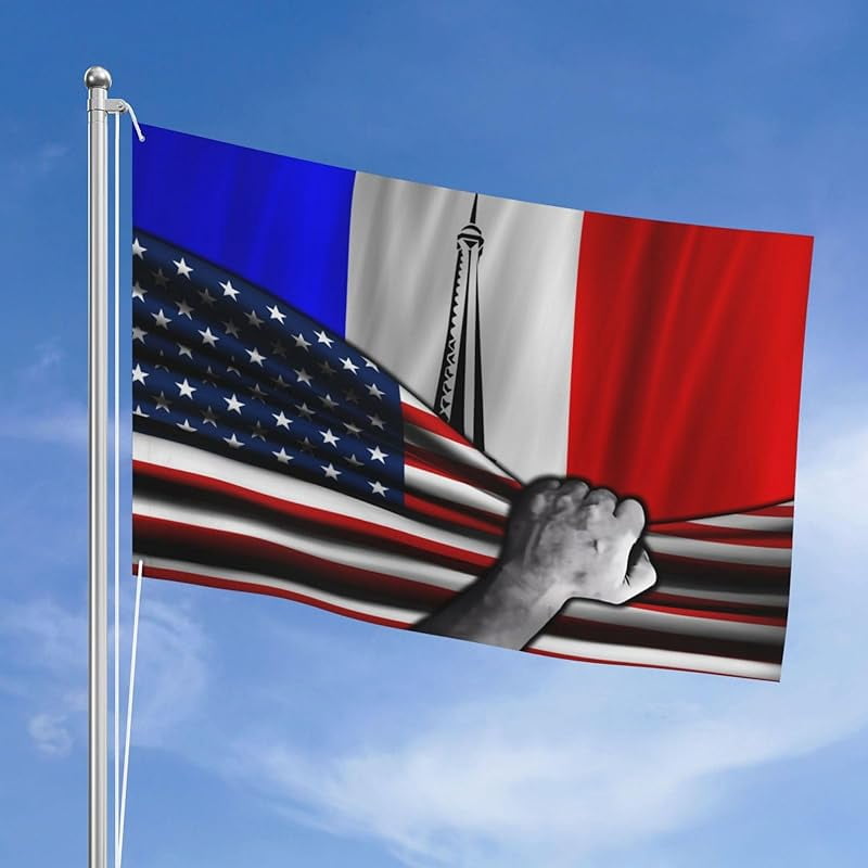 Usa American Flag And France French Flag Flag 4x6 Ft Double-Sided Printing Thickened Three-Ply Fabric Outdoor Flags Banner Decorations