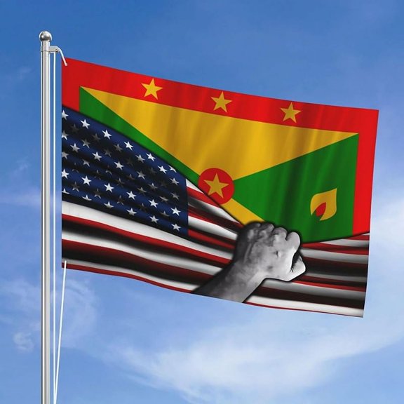 Usa American Flag And Grenadians Grenada Flag Flag 4x6 Ft Double-Sided Printing Thickened Three-Ply Fabric Outdoor Flags Banner Decorations