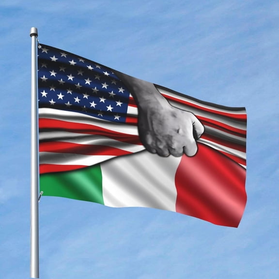 Usa American Flag And Italy Italians Flag Flag 4x6 Ft Outdoor Flag Single-Sided Printing Welcome Flag House Yard Decoration Banner Large Garden Flag