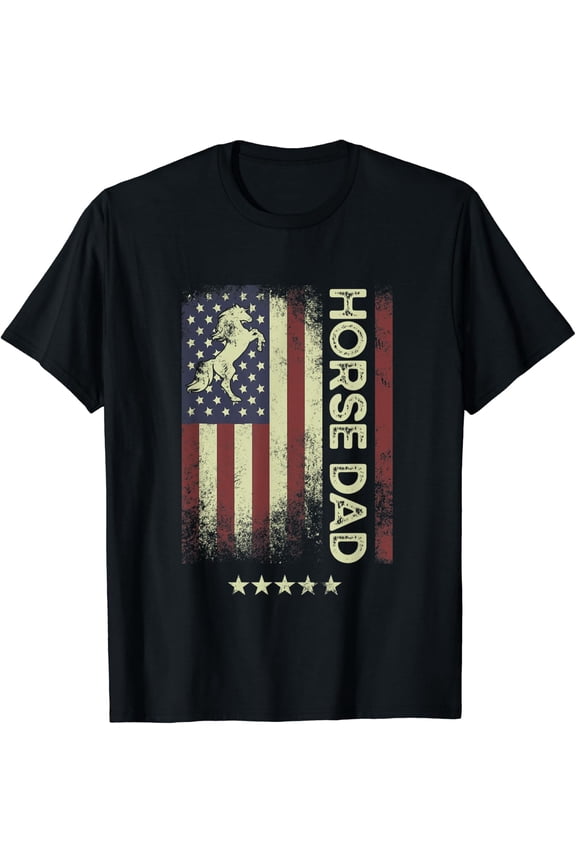 Usa American Flag - Horse Dad T-Shirt Size S-5XL