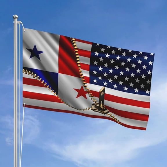 Usa American Flag And Panamanian Panama Flag Flags For Outside 3x5 Ft Three Layers Of Fabric Sewing Double-Sided Printing 3x5 Feet Banner Heavy Duty Durable Outdoor Decorative
