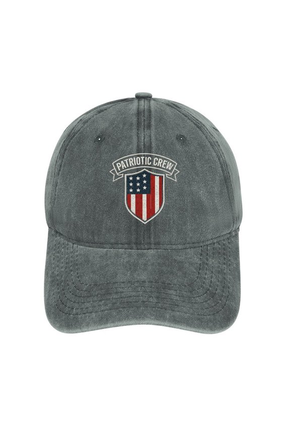 Usa American Flag Patriotic Crew Gray Cotton Baseball Cap for Men Women, Outdoor Casual Adjustable Hat