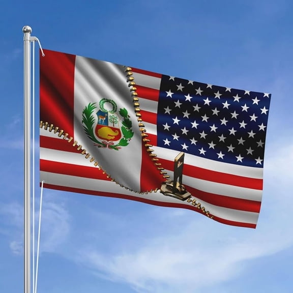 Usa American Flag And Peruvians Peru Flag Flags For Outside 3x5 Ft Three Layers Of Fabric Sewing Double-Sided Printing 3x5 Feet Banner Heavy Duty Durable Outdoor Decorative