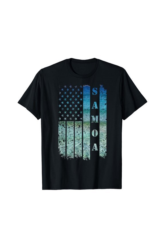 Usa American Flag Samoa Samoan Beach Sunset Surfer T-Shirt Unisex T-Shirt