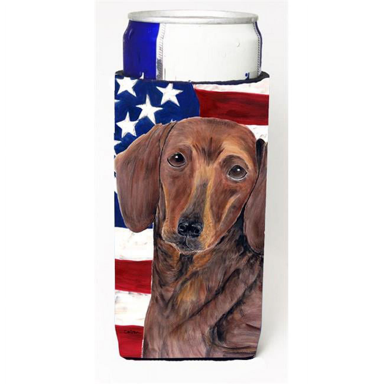 USA Flag & Dachshund Koozie For Slim Cans - Insulator For Michelob Ultra, Starbucks Refreshers & More - View #11