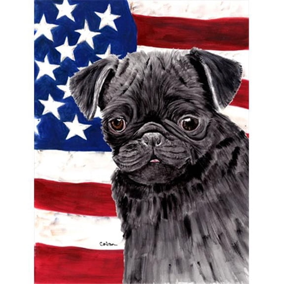 Usa American Flag With Pug Flag Canvas House Size