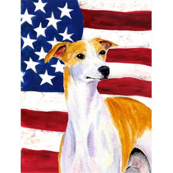 Usa American Flag With Whippet Flag Canvas- House Size