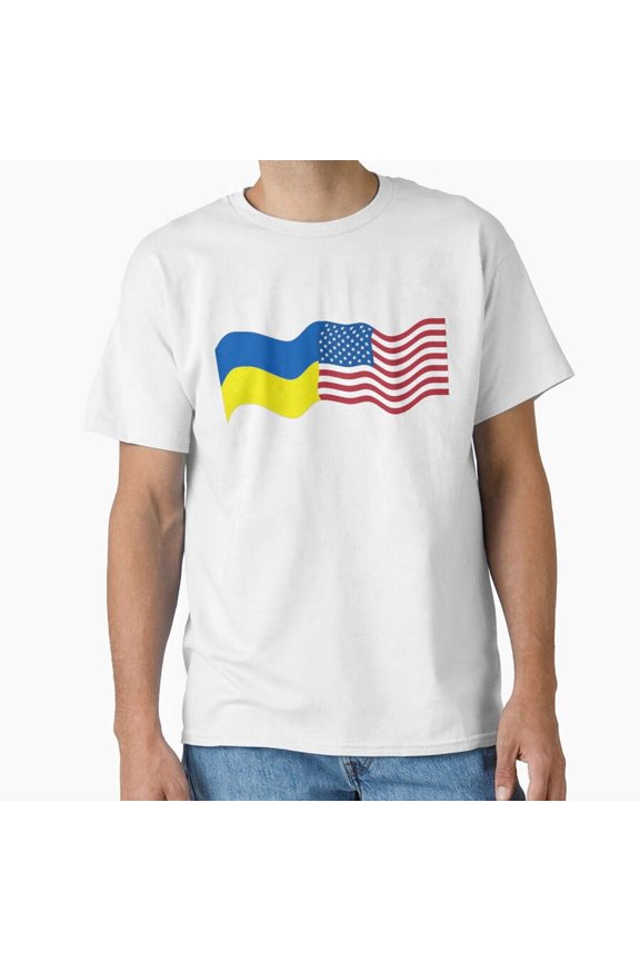 Usa And Ukrainian Flags Unity T-Shirt