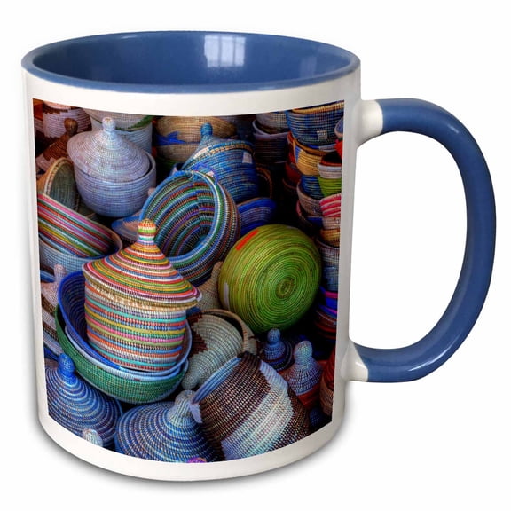 3drose, Usa, Arizona, Tucson. Sales Display of Colorful Baskets, 15oz Two-tone Blue Mug