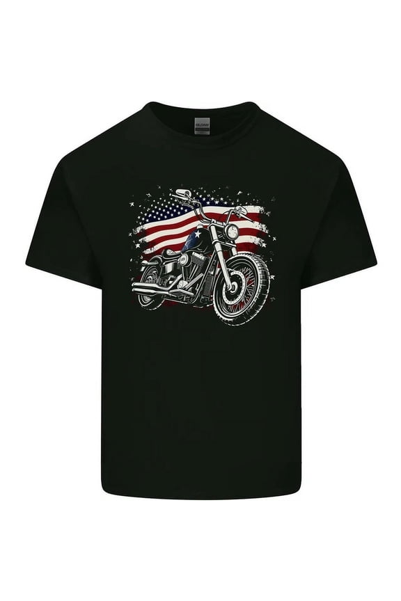 Usa Biker Motorcycle American Flag T-Shirt