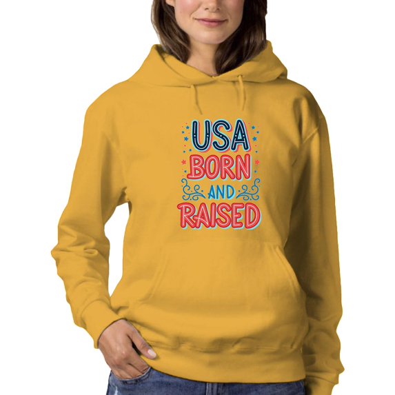 Usa Born And Raised Neon Hoodie Women -Image by Shutterstock, Female Medium