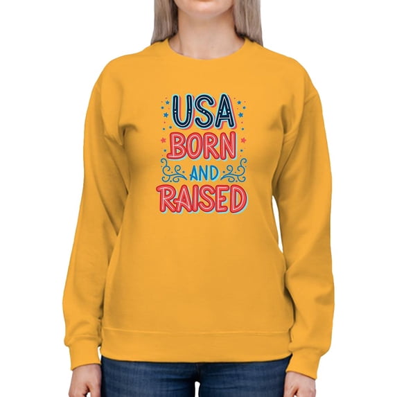 Usa Born And Raised Neon Sweatshirt Women -Image by Shutterstock, Female 3X-Large