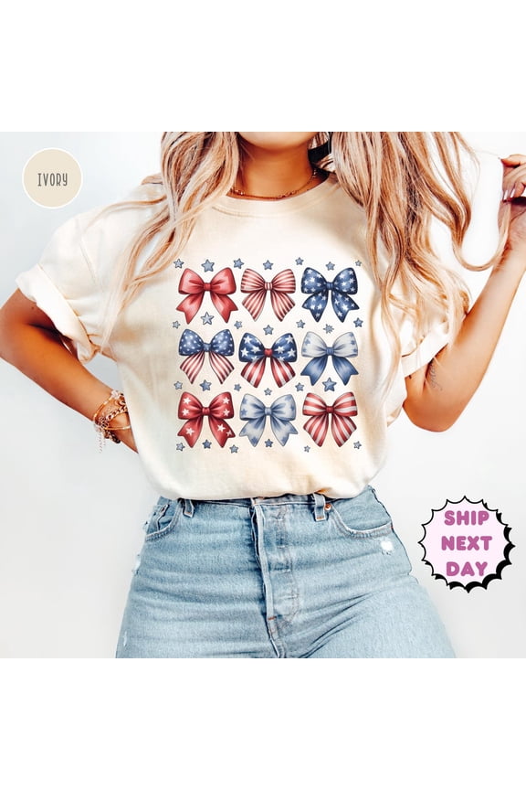 Usa Bow Coquette America Bow July 4Th Memorial Day Election T-Shirt