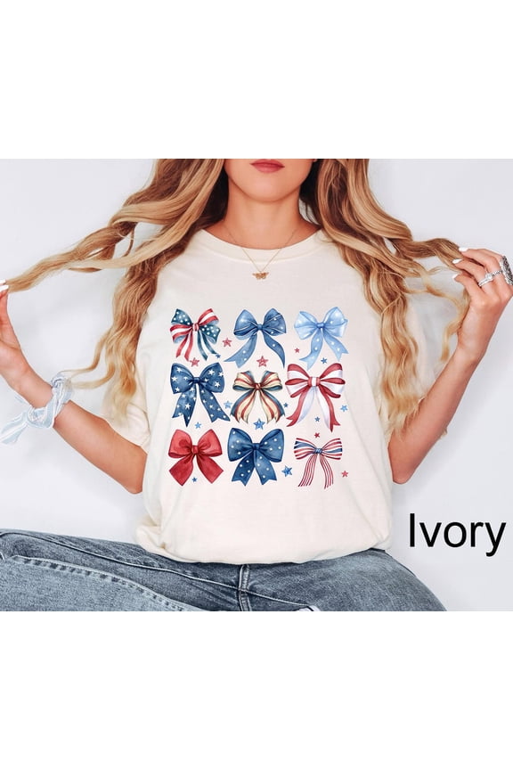 Usa Bow Coquette America For July 4Th Memorial Day Patriotic Election T-Shirt
