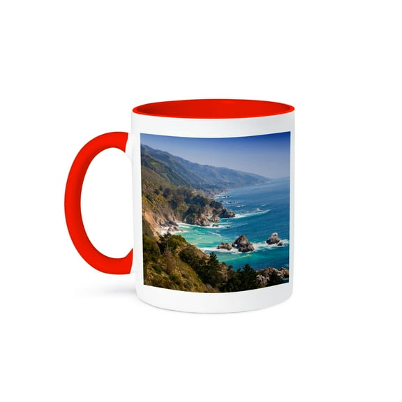 3dRose, USA, California. California coast, Big Sur region., 11oz Two-Tone Red Mug