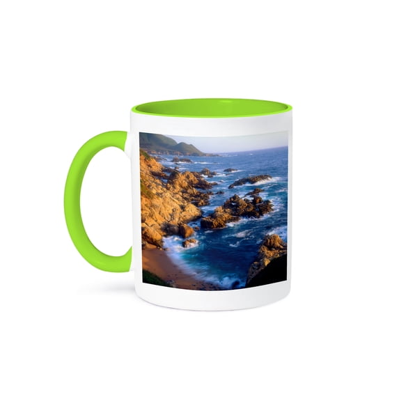 3dRose, USA, California, Central California Coast., 15oz Two-Tone Green Mug