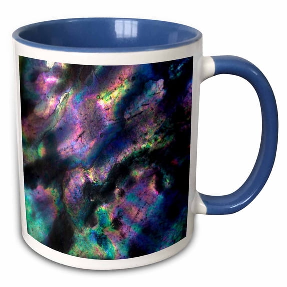 3drose, Usa, California. Colorful Iridescent Abalone Shell Close-up., 15oz Two-tone Blue Mug