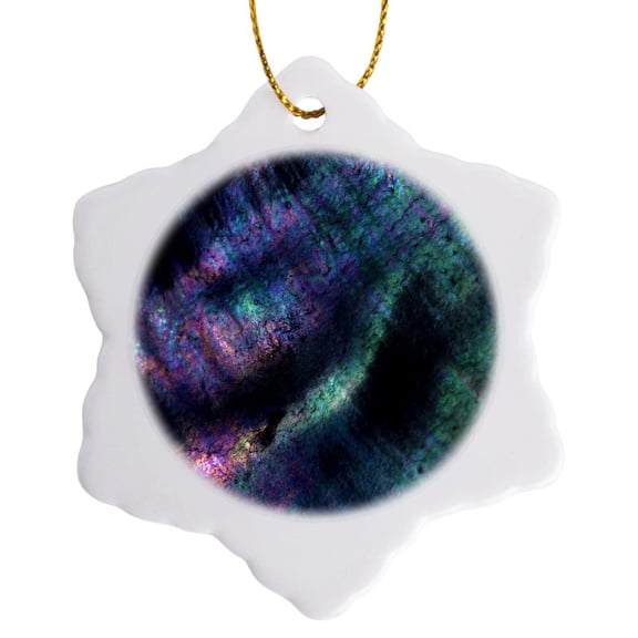 3drose, Usa, California. Colorful Iridescent Abalone Shell Close-up., 3 inch Snowflake Porcelain Ornament