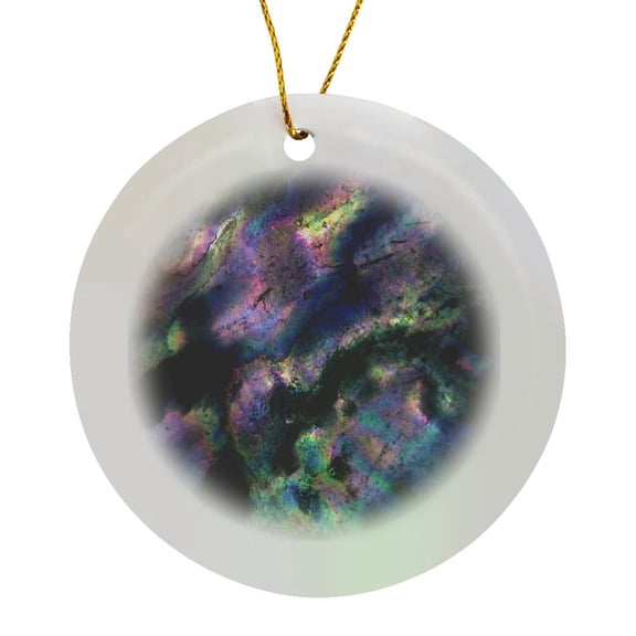 3drose, Usa, California. Colorful Iridescent Abalone Shell Close-up., Circle Porcelain Ornament