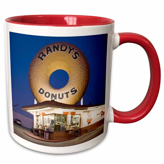 3drose, Usa, California, Inglewood. Randys Donuts, Dawn - Us05 Wbi0514 - Walter Bibikow, 11oz Two-tone Red Mug