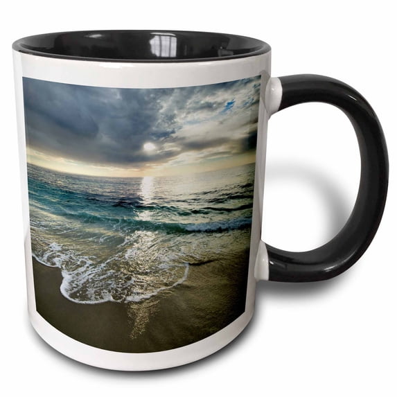 3drose, Usa, California, La Jolla. Sunset with Dramatic Clouds at the Beach., 15oz Two-tone Black Mug