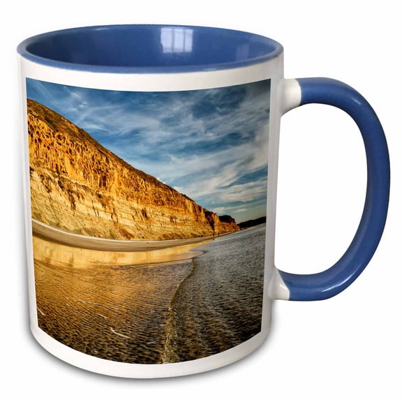 3drose, Usa, California, La Jolla, Torrey Pines State Beach Reflections, 11oz Two-tone Blue Mug