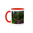 thumbnail image 1 of 3dRose, USA, California. Path among redwoods in Muir Woods NM. , 11oz Two-Tone Red Mug, 1 of 7