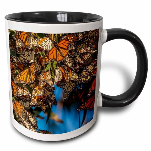 3drose, Usa, California, Pismo Beach. Migrating Monarch Butterflies., 11oz Two-tone Black Mug
