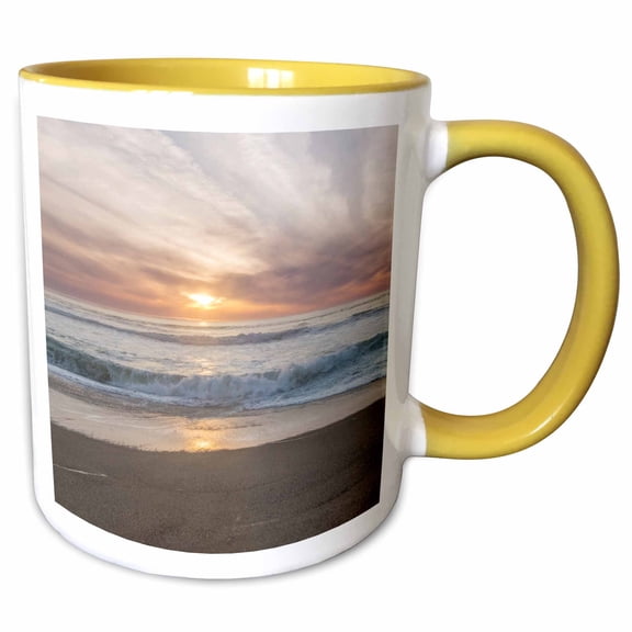 3drose, Usa, California, Point Reyes Seashore, Point Reyes Beach Sunset, 11oz Two-tone Yellow Mug