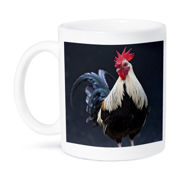3drose, Usa, California. Rooster on Fence., 11oz Mug