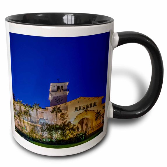 3drose, Usa, California, Santa Barbara, Santa Barbara County Courthouse, 11oz Two-tone Black Mug