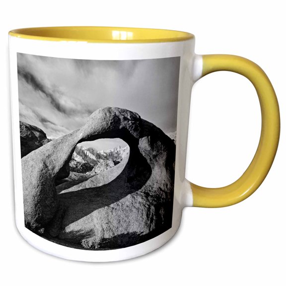3drose, Usa, California, Sierra Nevada Mountains. Arch Frames Mt. Whitney., 15oz Two-tone Yellow Mug