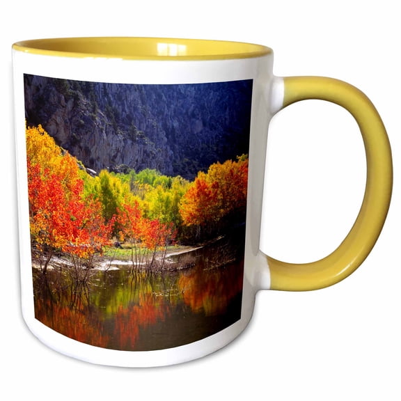 3drose, Usa, California, Sierra Nevada Mountains. Autumn in the Sierras., 11oz Two-tone Yellow Mug